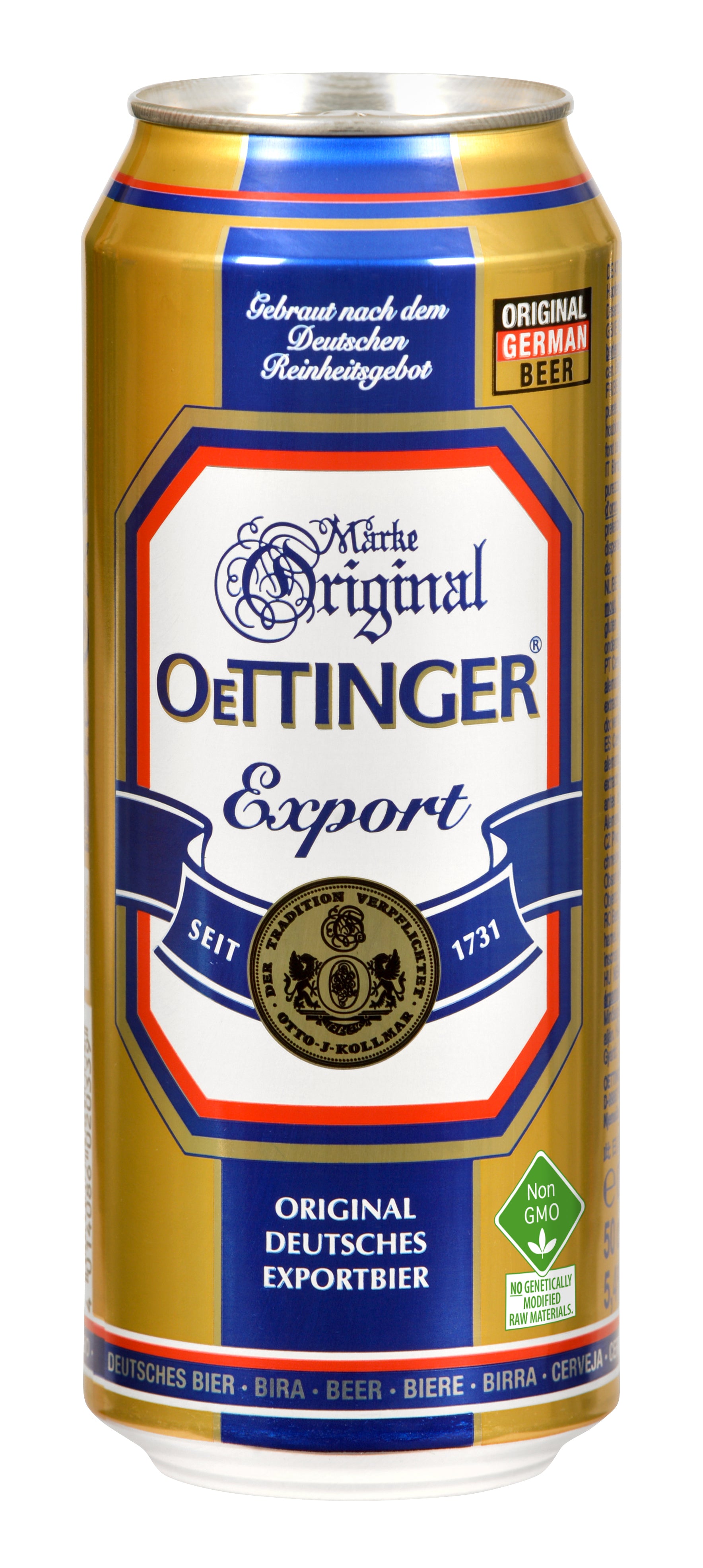 Bere blonda Lager OeTTINGER Export, 4.7%, Doza 0.5L, 6 bucati
