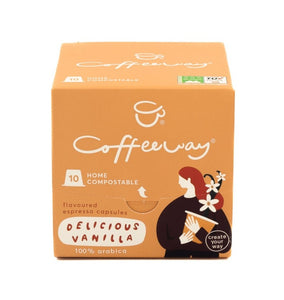 Capsule cafea Espresso Vanilla Coffeeway®, Compostabile - Biodegradabile, compatibile Nespresso®, 10 capsule