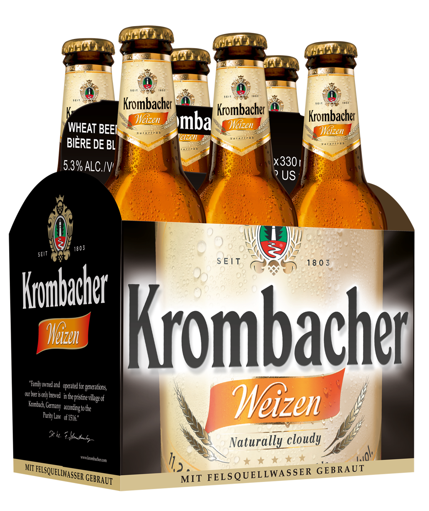 Bere alba nefiltrata Krombacher Weizen, 5.3%, Sticla 0.33L, 6 bucati